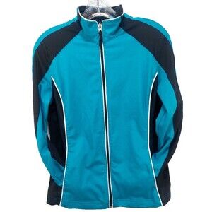 Made For Life Womens Full Zip Jogger Walking Jacket Green Black Size M